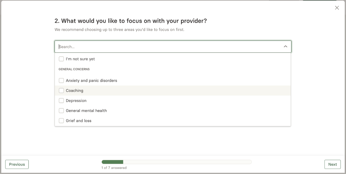 Drop-down menu to select 